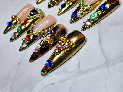 "Golden Era" Press-On Nails Set