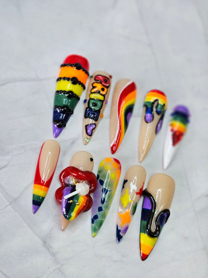 "Rainbow Reign" Press-On Nails Set