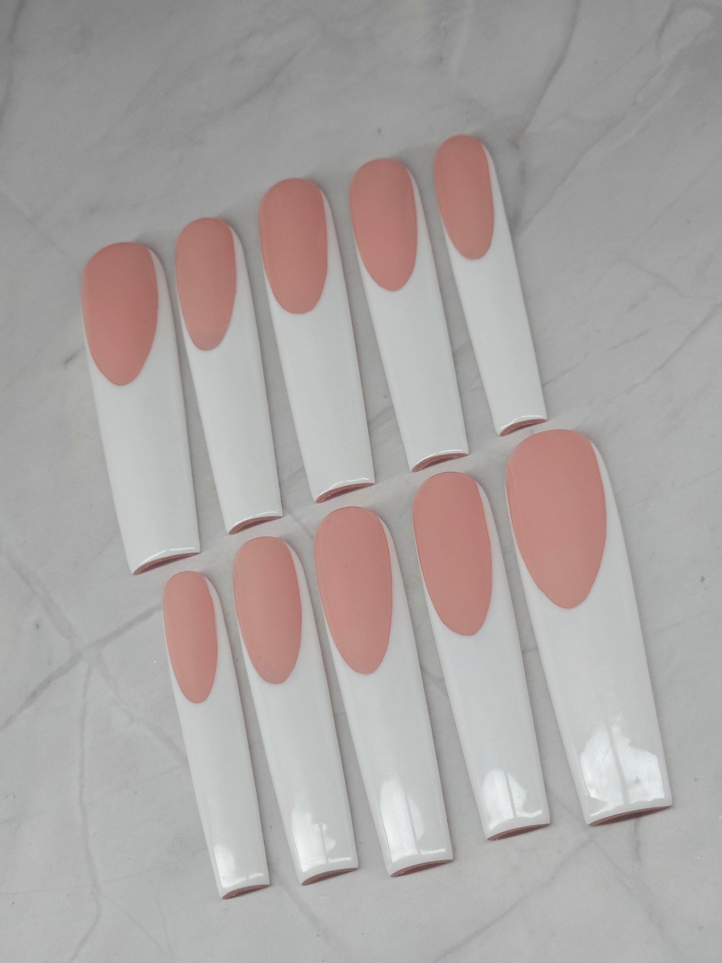 Square Shape French Tips Press-On Nails Set