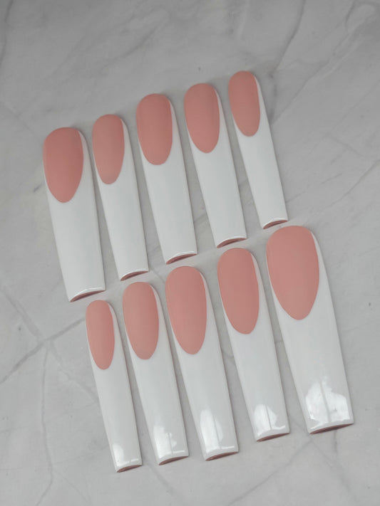 Square Shape French Tips Press-On Nails Set