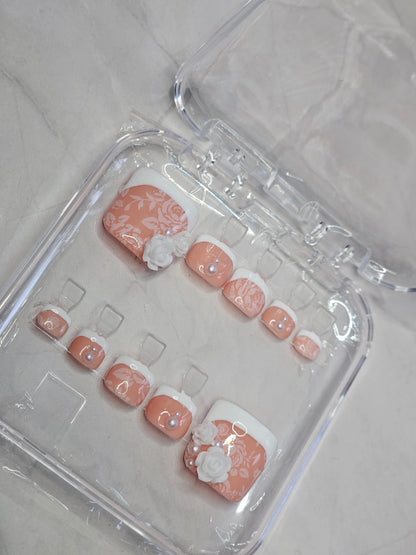 "Pearl Petals" Press-On Toes Set
