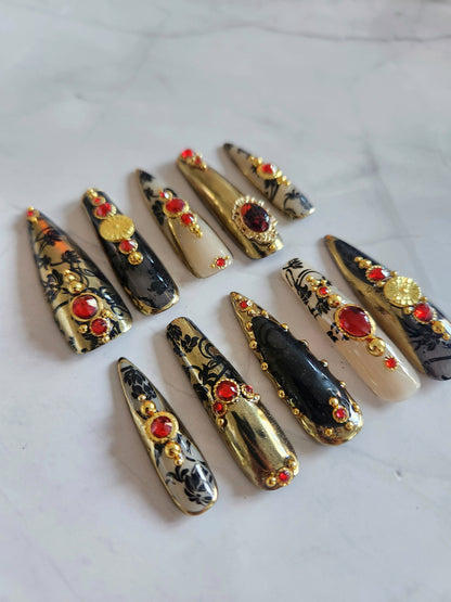 "Imperial Rose" Press-On Nails Set