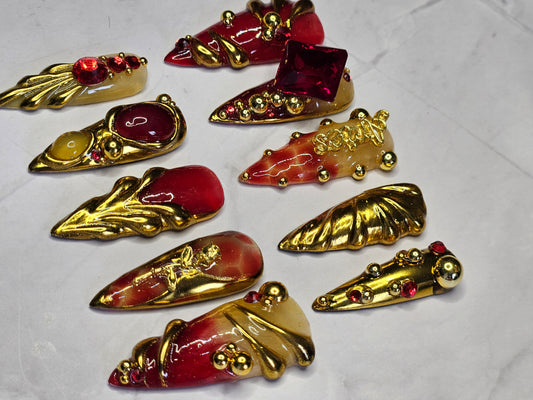 "Ruby Relic" Press-On Nails Set