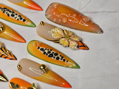 "Papaya Paradise" Press-On Nails Set