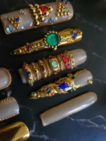 "Retro Drip" Press-On Nails Set