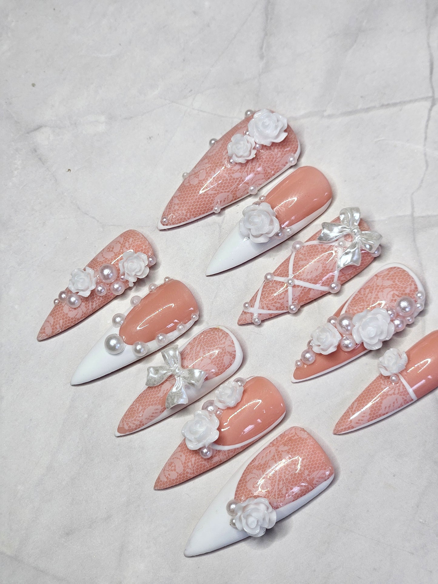 "Pearl Petals" Press-On Nails Set