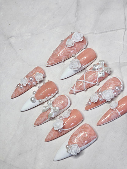 "Pearl Petals" Press-On Nails Set