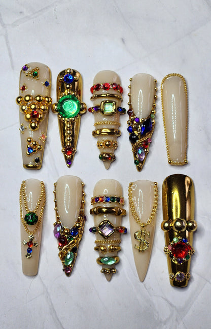 "Retro Drip" Press-On Nails Set