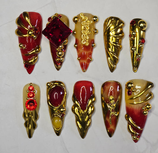 "Ruby Relic" Press-On Nails Set