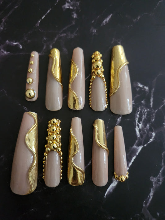 "Golden Seduction" Press-On Nails
