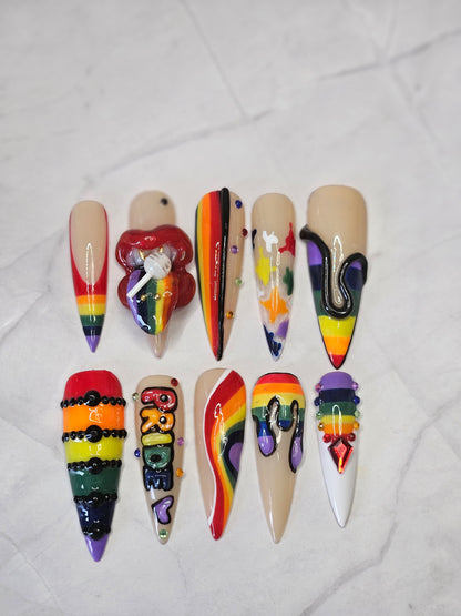 "Rainbow Reign" Press-On Nails Set