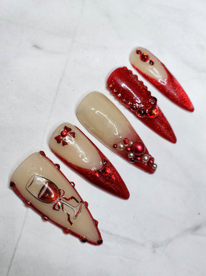"Crimson Toast" Press-On Nails Set