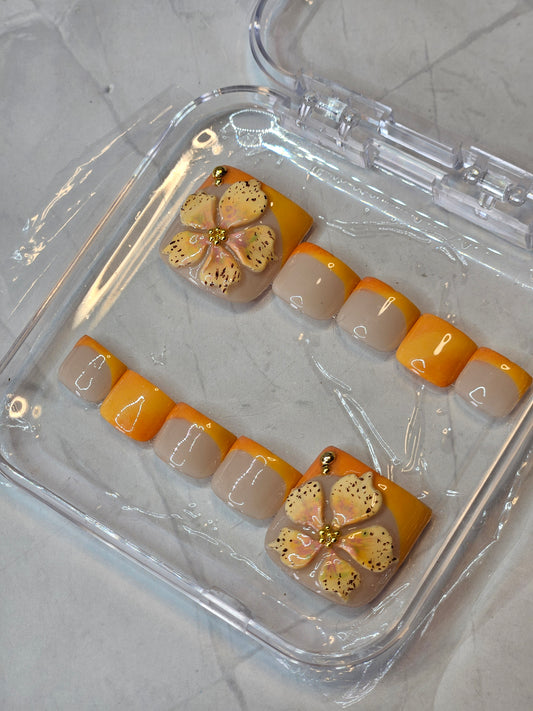 "Papaya Paradise" Press-On Toes Set