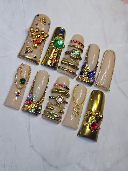 "Retro Drip" Press-On Nails Set