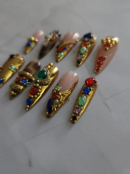 "Golden Era" Press-On Nails Set