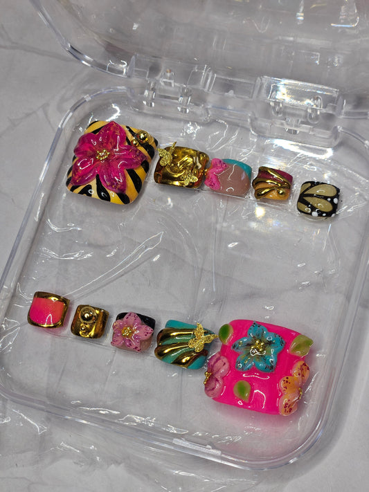 "Tropic Mirage" Press-On Toes Set