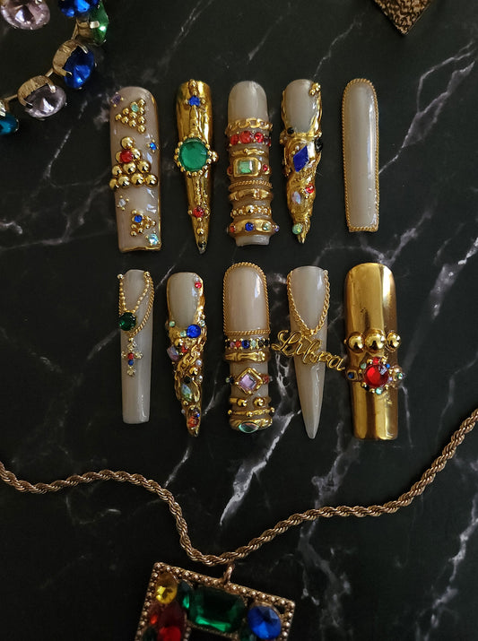 "Retro Drip" Press-On Nails Set