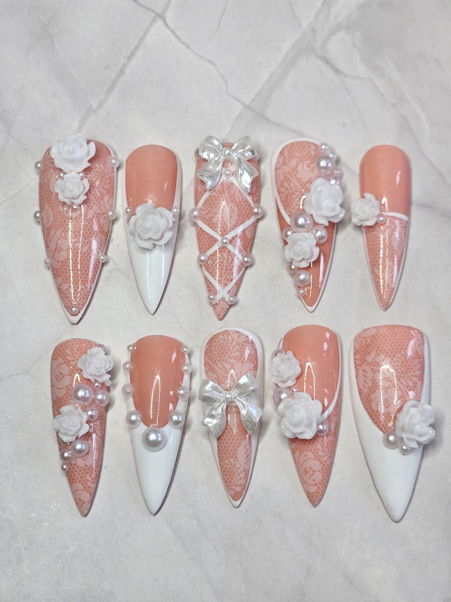 "Pearl Petals" Press-On Nails Set