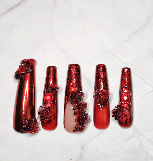 "Rose Affair" Press-On Nails Set