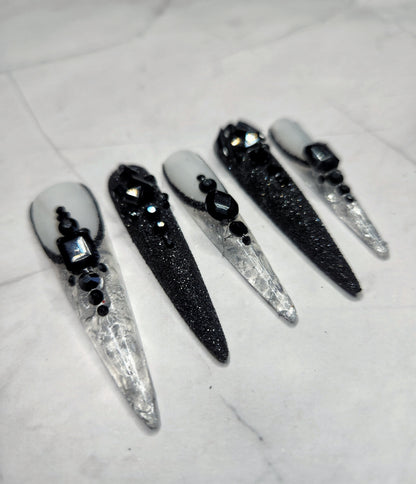 "Obsidian Ice" Press-On Nails Set