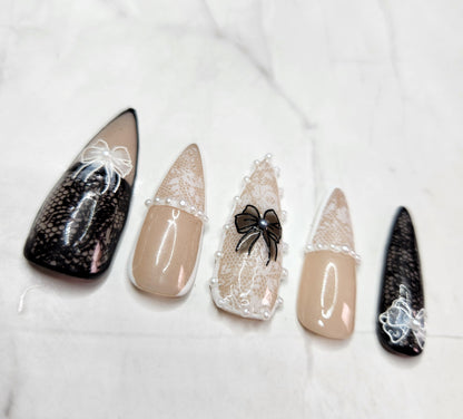 "Classy Bow" Press-On Nails Set