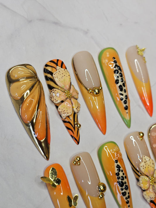 "Papaya Paradise" Press-On Nails Set