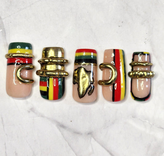 "Roots of Royalty" Press-On Nails Set