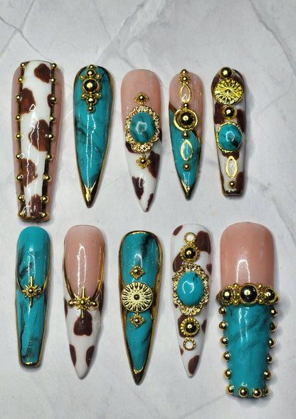 "Turquoise Rodeo" Press-On Nails Set