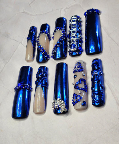 "Chrome Hearts" Press-On Nails Set