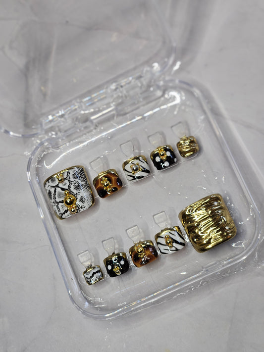 "Safari Socialite" Press-On Toes Set