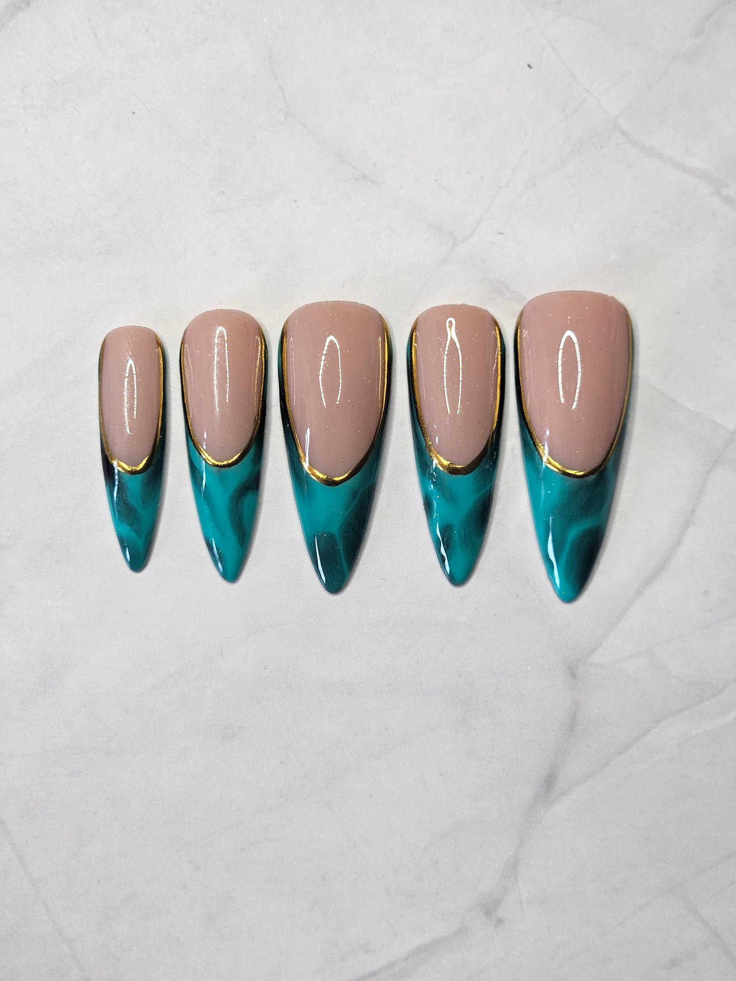 "Turquoise Tide" Press-On Nails Set